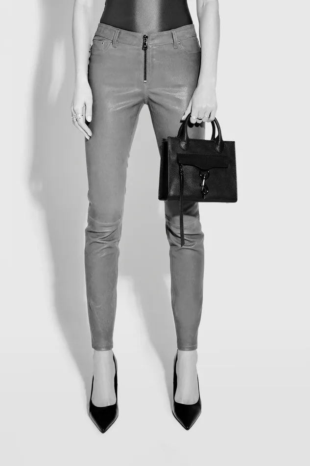 Rebecca Minkoff Megan Mini Tote Natural Strawblack Women Tote Bags