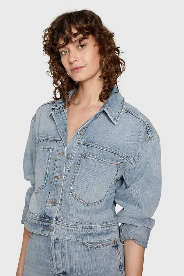 Rebecca Minkoff Rosco Crop Trucker Ludlow Wash Women Outerwear