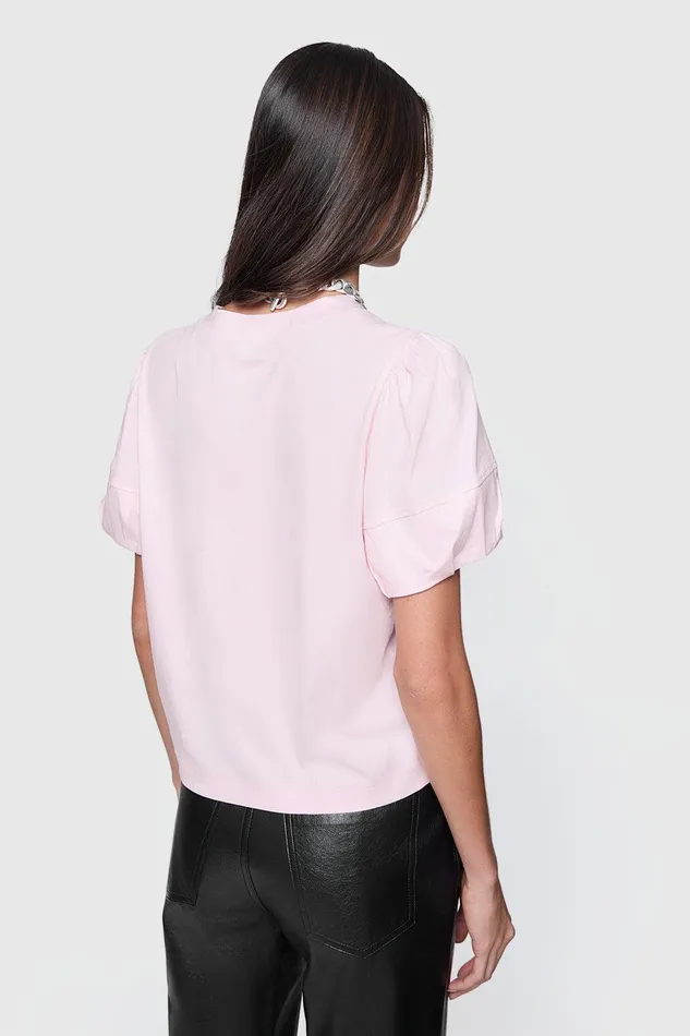 Rebecca Minkoff Val Puffed Sleeve Tee Blush Women Tops