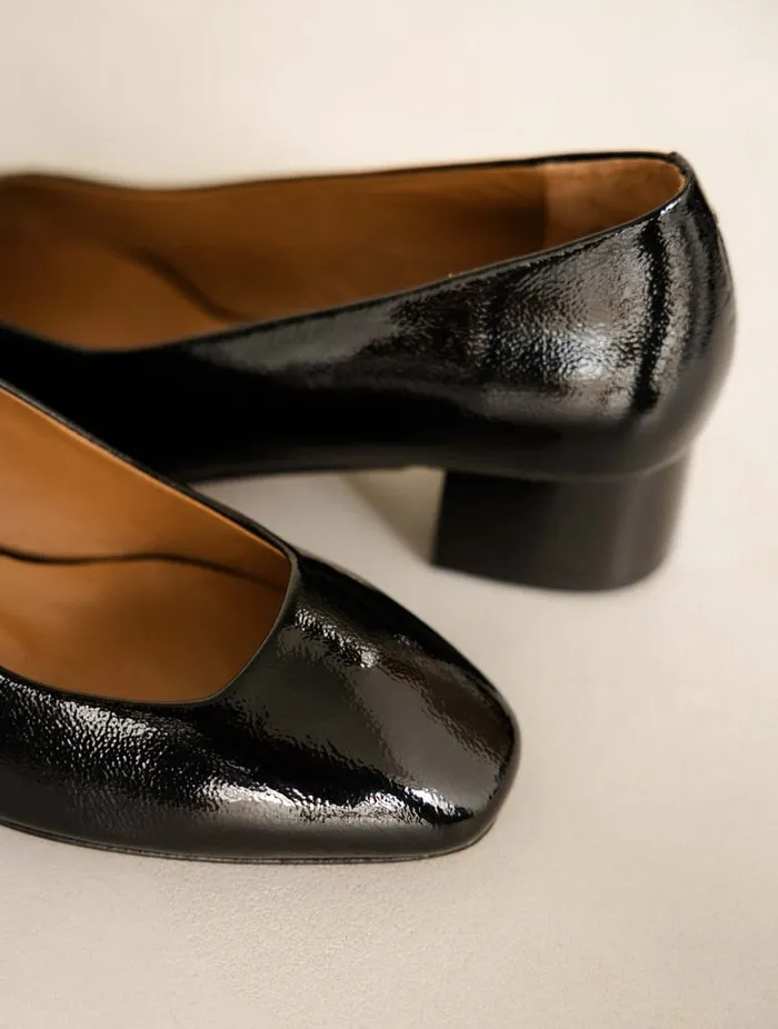 Rosie Black Vinyl Women Bobbies Ballet Flats Rosie Black Vinyl Women Bobbies Ballet Flats