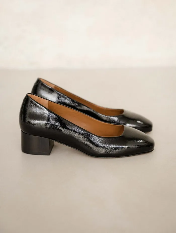 Rosie Black Vinyl Women Bobbies Ballet Flats Rosie Black Vinyl Women Bobbies Ballet Flats