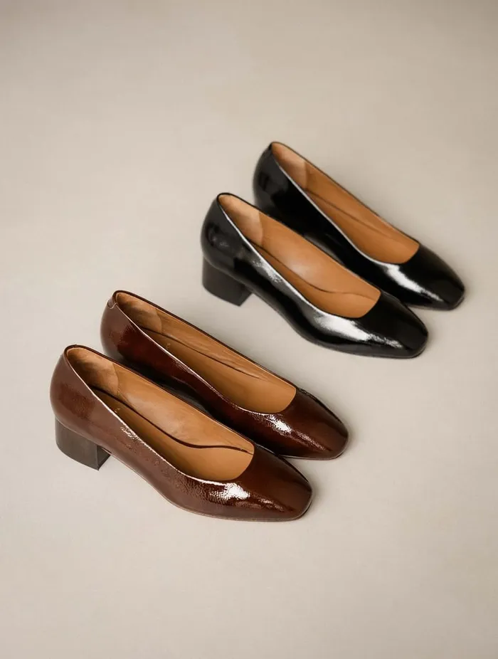 Rosie Black Vinyl Women Bobbies Ballet Flats Rosie Black Vinyl Women Bobbies Ballet Flats