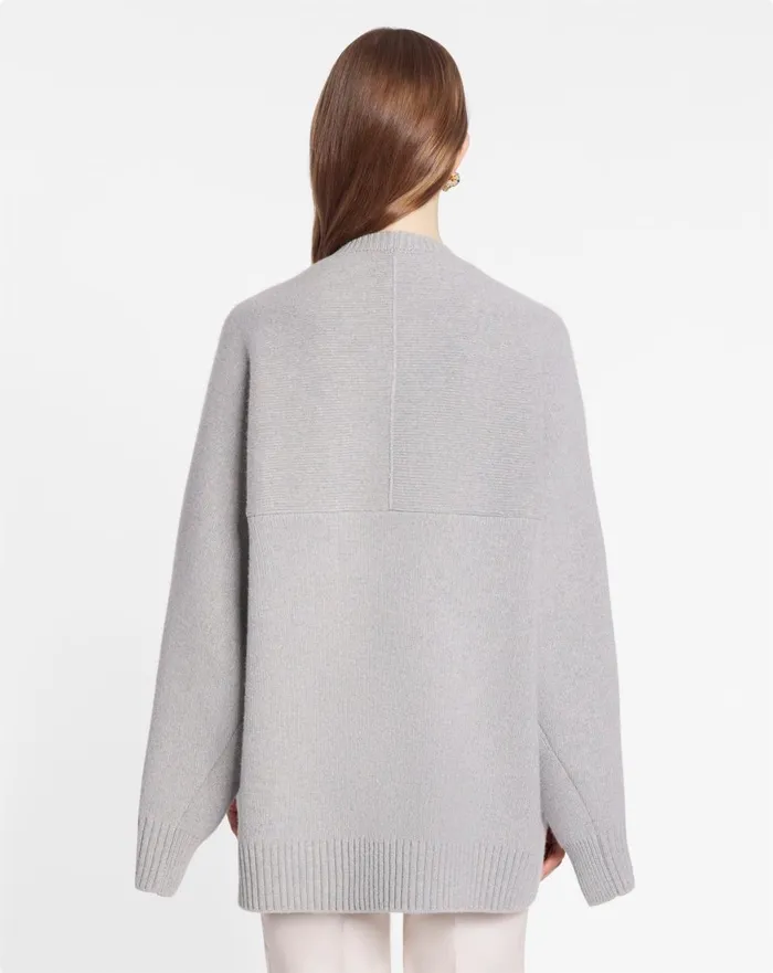Round Neck Cape Back Jumper In Wool And Cashmere Light Grey Women Lanvin Knitwear