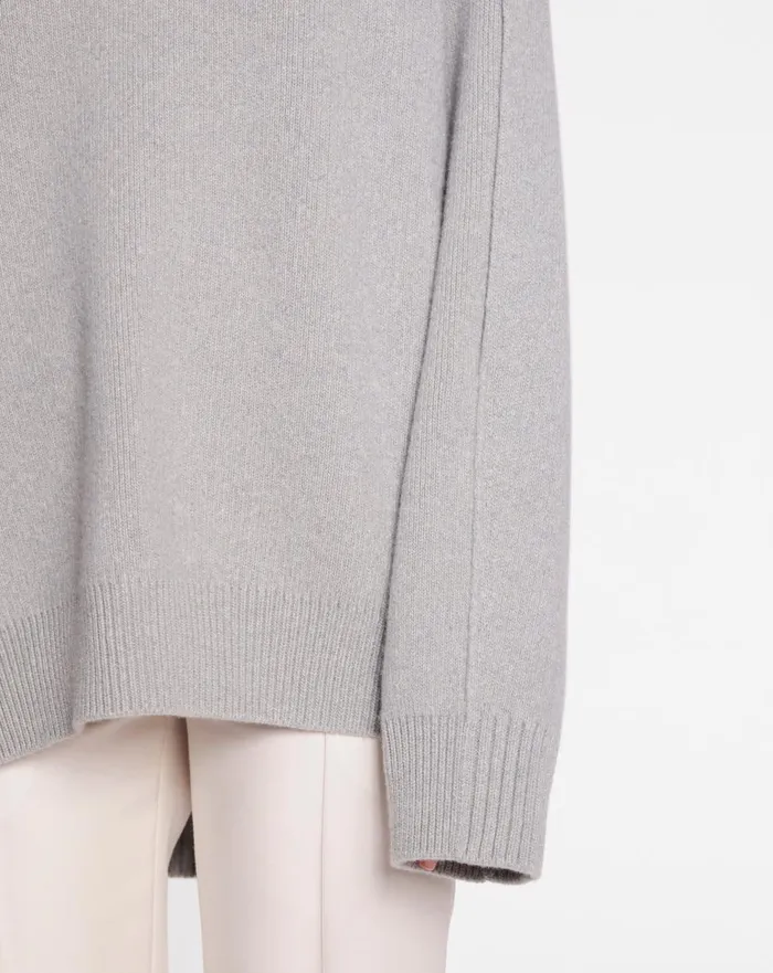 Round Neck Cape Back Jumper In Wool And Cashmere Light Grey Women Lanvin Knitwear