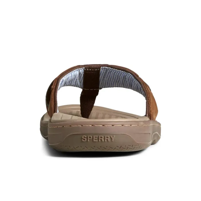 Sandals Men Sperry Baitfish Leather Flip Flop Brown Leather Mixed Material
