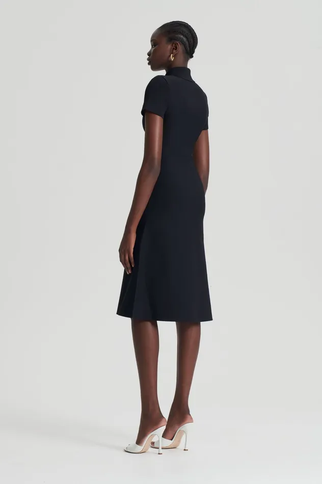 Scanlan Theodore Dresses Women CREPE KNIT ZIP SHIRT DRESS BLACK