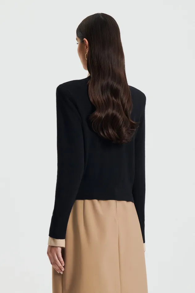 Scanlan Theodore FINE WOOL SWEATER BLACK Women Sweaters Scanlan Theodore FINE WOOL SWEATER BLACK Women Sweaters