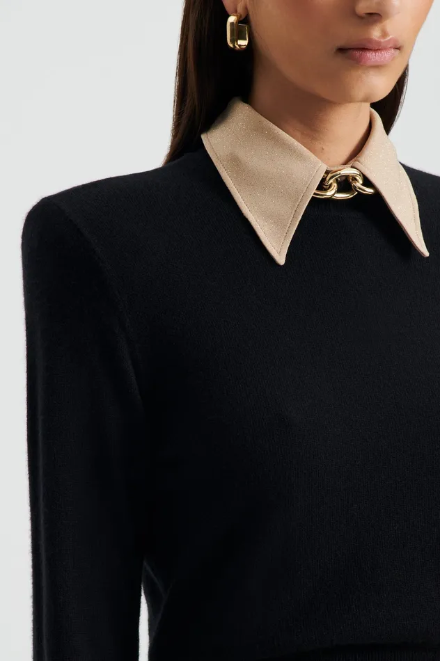 Scanlan Theodore FINE WOOL SWEATER BLACK Women Sweaters Scanlan Theodore FINE WOOL SWEATER BLACK Women Sweaters