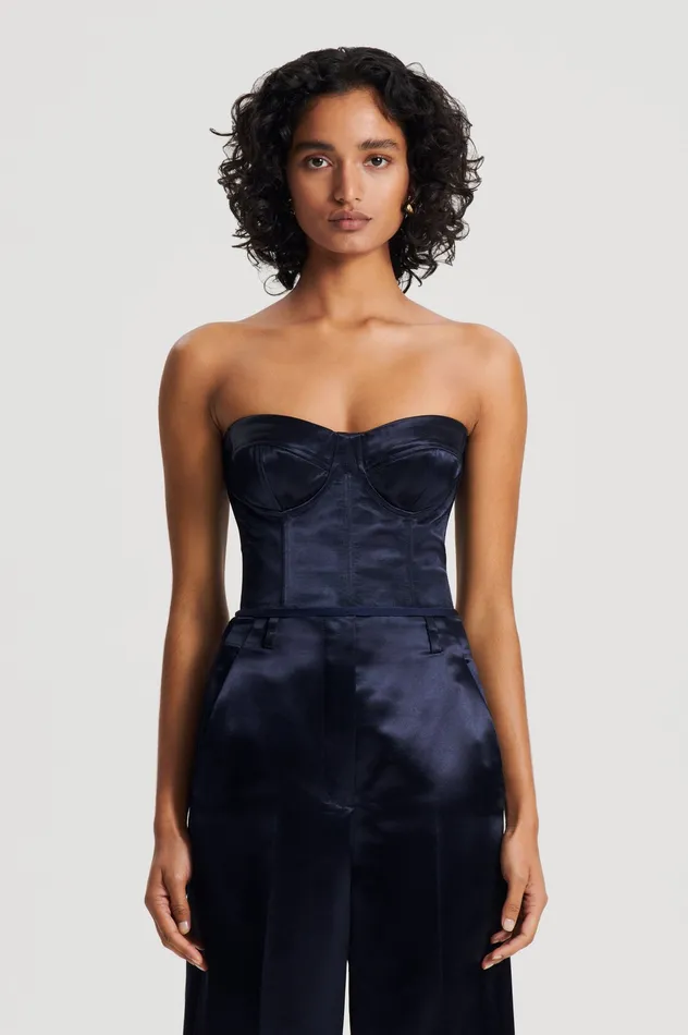 Scanlan Theodore FRENCH SATIN BUSTIER INK Women Tops Scanlan Theodore FRENCH SATIN BUSTIER INK Women Tops