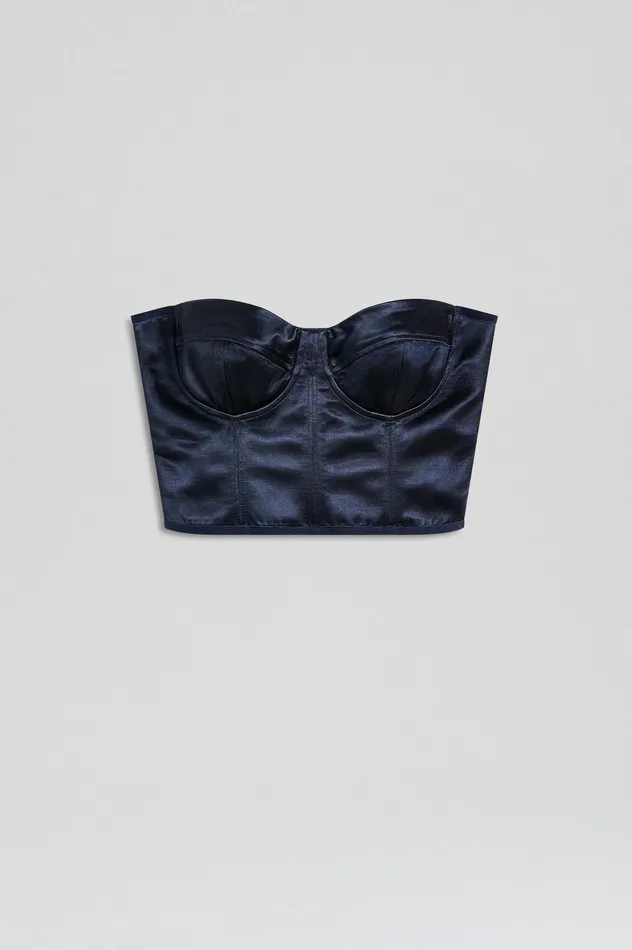Scanlan Theodore FRENCH SATIN BUSTIER INK Women Tops Scanlan Theodore FRENCH SATIN BUSTIER INK Women Tops