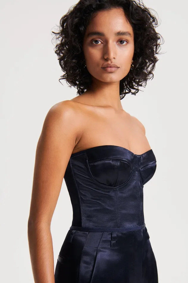 Scanlan Theodore FRENCH SATIN BUSTIER INK Women Tops Scanlan Theodore FRENCH SATIN BUSTIER INK Women Tops
