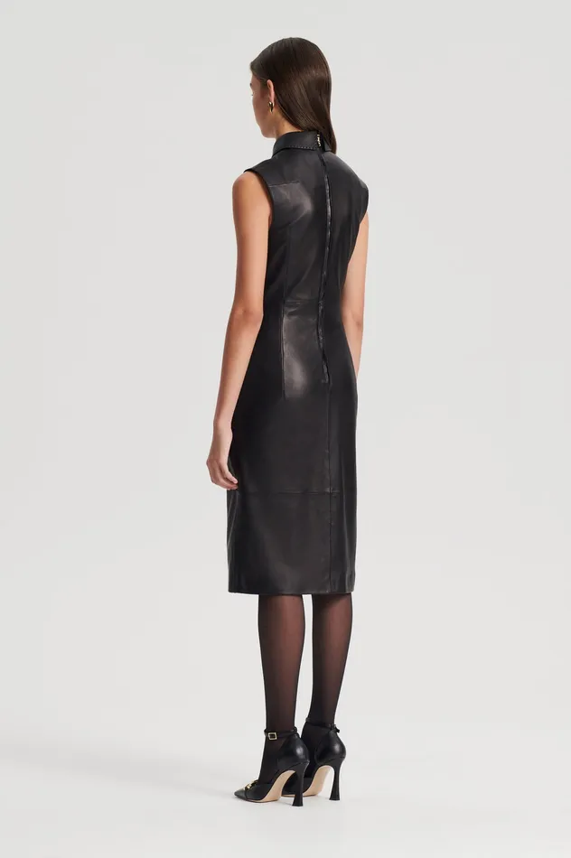 Scanlan Theodore LEATHER PENCIL DRESS BLACK Women Leather Scanlan Theodore LEATHER PENCIL DRESS BLACK Women Leather