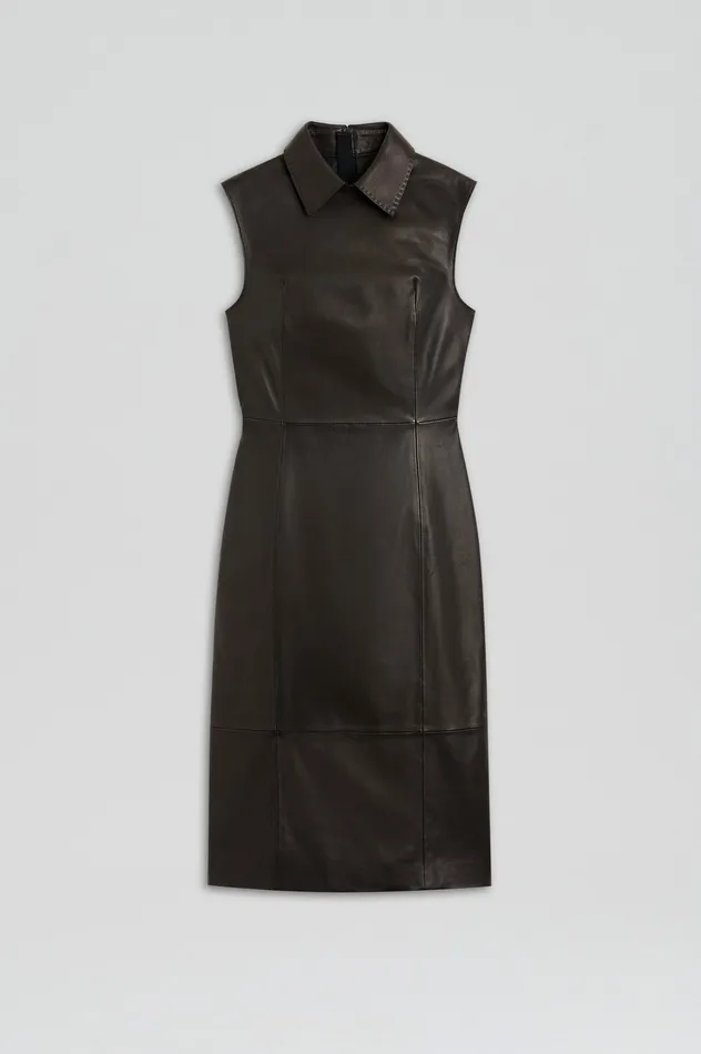 Scanlan Theodore LEATHER PENCIL DRESS BLACK Women Leather Scanlan Theodore LEATHER PENCIL DRESS BLACK Women Leather