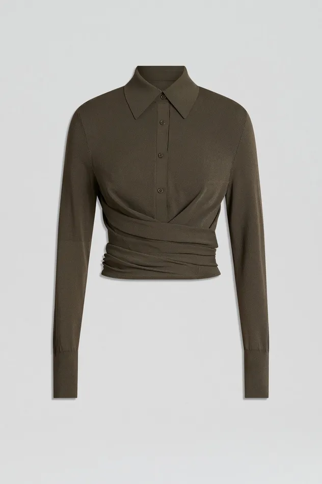Scanlan Theodore MICRO CREPE WRAP SHIRT SAFARI Women Tops Scanlan Theodore MICRO CREPE WRAP SHIRT SAFARI Women Tops