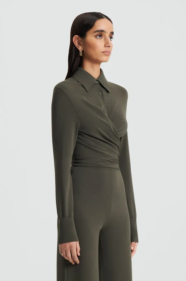 Scanlan Theodore MICRO CREPE WRAP SHIRT SAFARI Women Tops Scanlan Theodore MICRO CREPE WRAP SHIRT SAFARI Women Tops