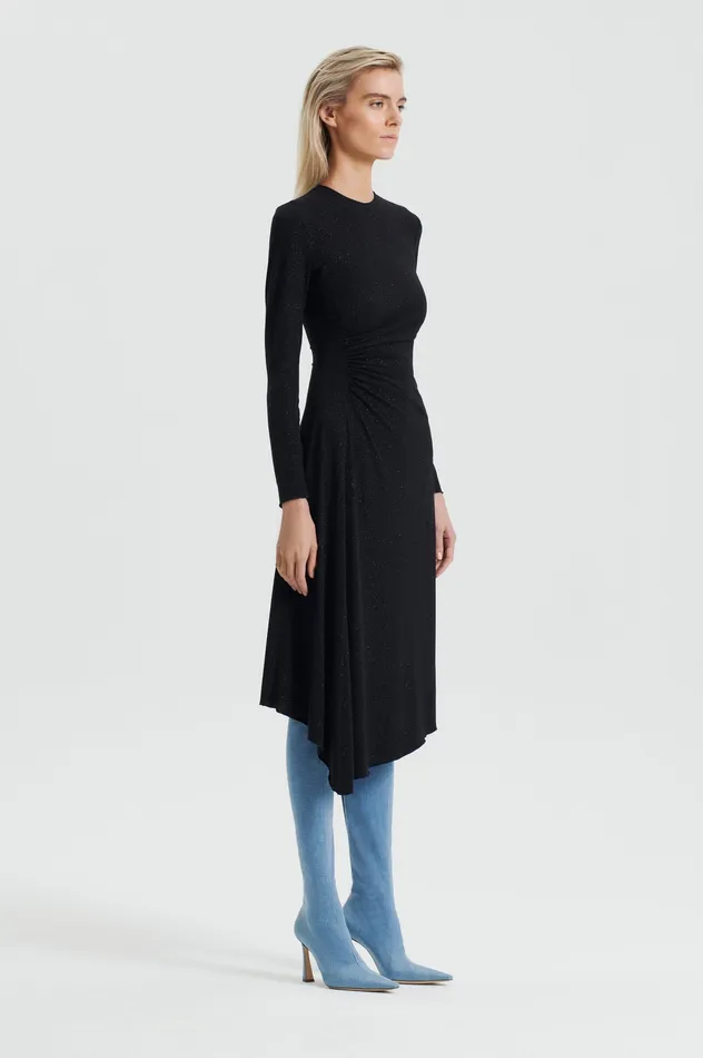 Scanlan Theodore TINSEL PRINT DRAPE DRESS BLACK Women Dresses