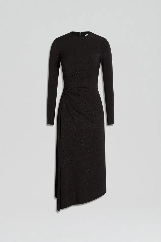 Scanlan Theodore TINSEL PRINT DRAPE DRESS BLACK Women Dresses