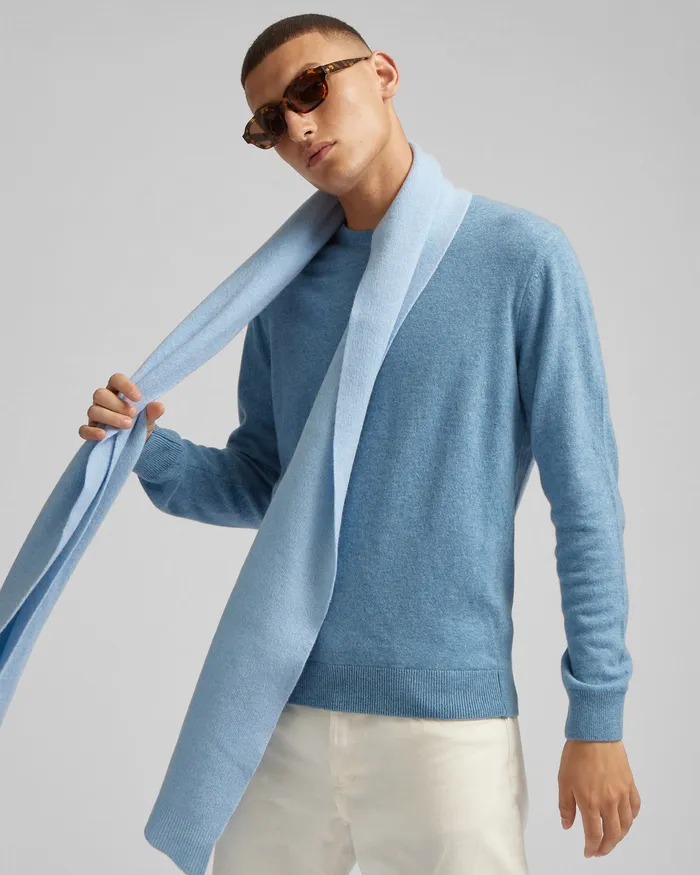 Scarves Colorfulstandard Men Merino Wool Scarf 8211 Stone Blue