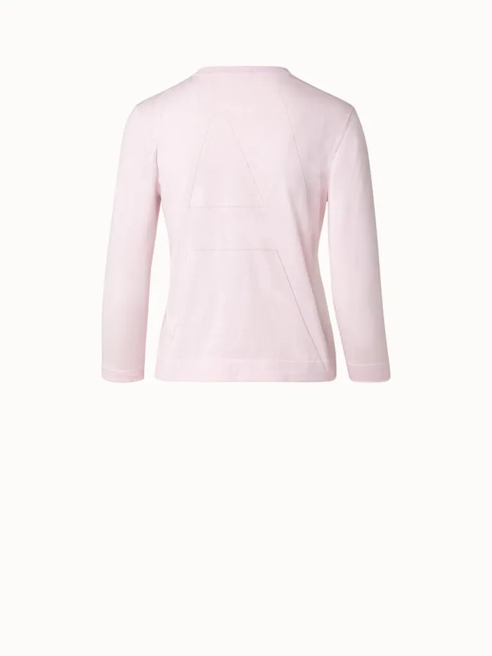 Sea Island Cotton Ai Hemstitch Cardigan Blush Women Akris Knitwear