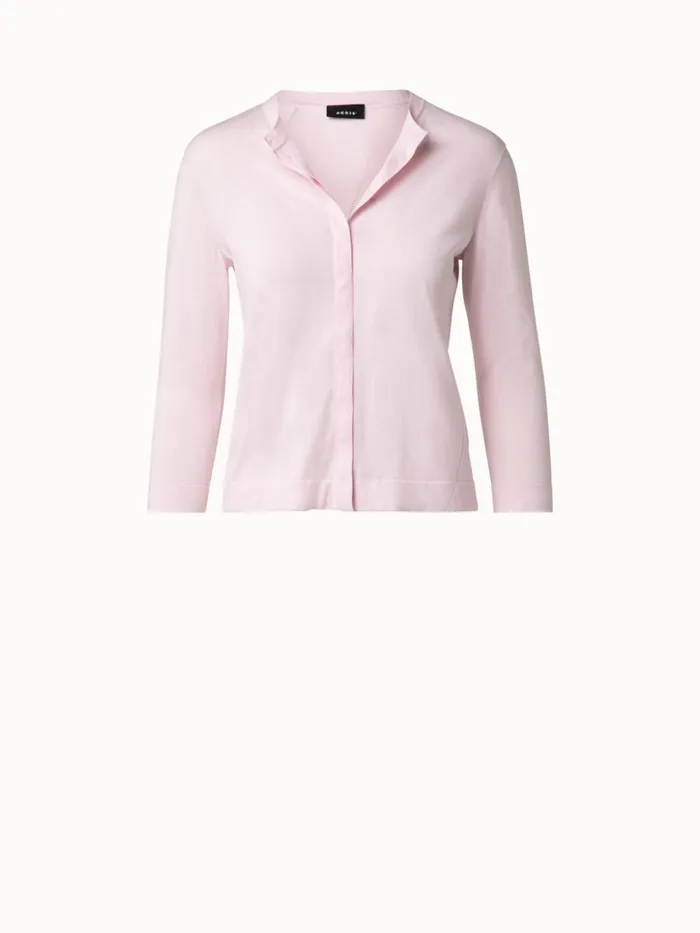 Sea Island Cotton Ai Hemstitch Cardigan Blush Women Akris Knitwear