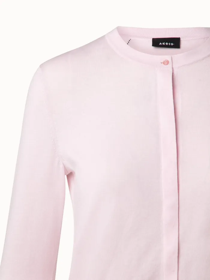 Sea Island Cotton Ai Hemstitch Cardigan Blush Women Akris Knitwear
