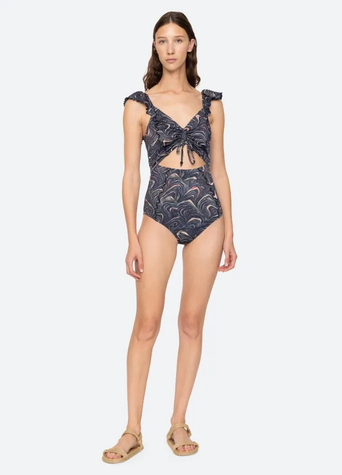 Sea New York Swimwear Women Amara Cutout One Piece Navy