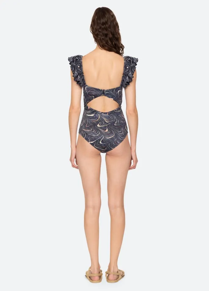 Sea New York Swimwear Women Amara Cutout One Piece Navy