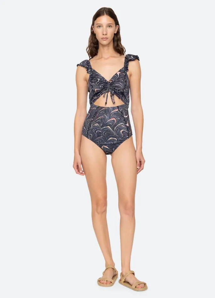 Sea New York Swimwear Women Amara Cutout One Piece Navy