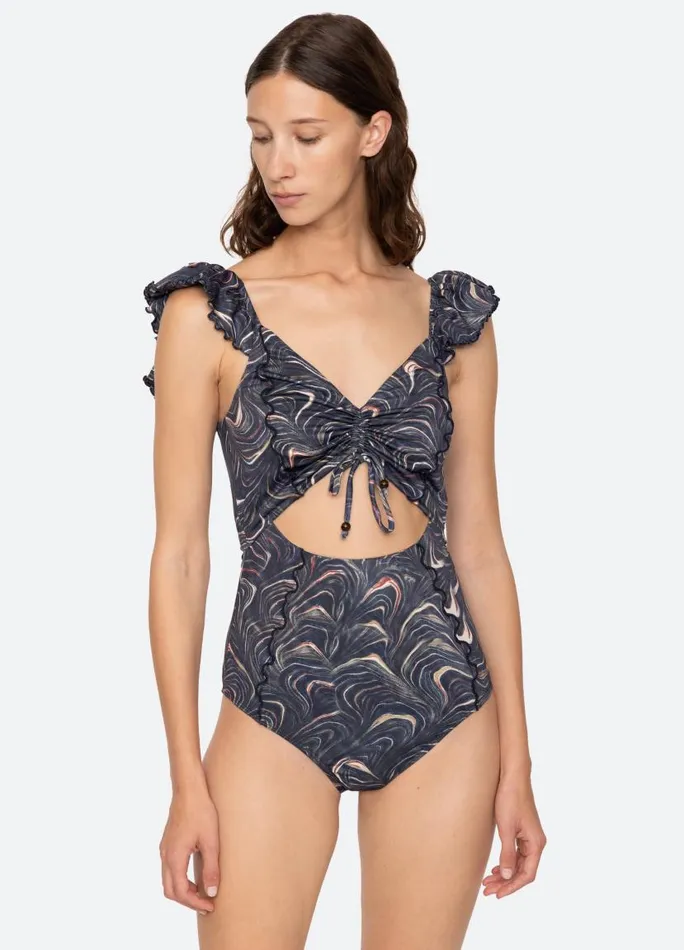 Sea New York Swimwear Women Amara Cutout One Piece Navy