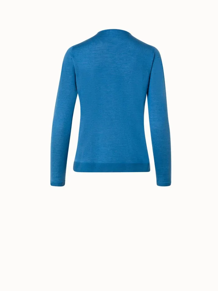 Seamless Cashmere Silk Knit Pullover Light Denim Women Akris Cashmere
