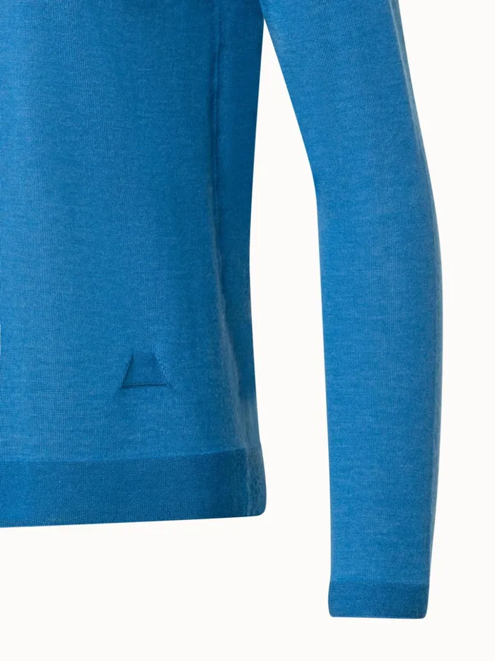 Seamless Cashmere Silk Knit Pullover Light Denim Women Akris Cashmere