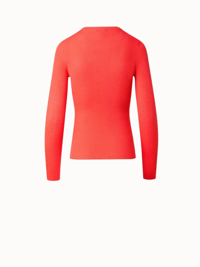 Seamless Silk Cotton Rib Knit Sweater Poppy Women Akris Knitwear