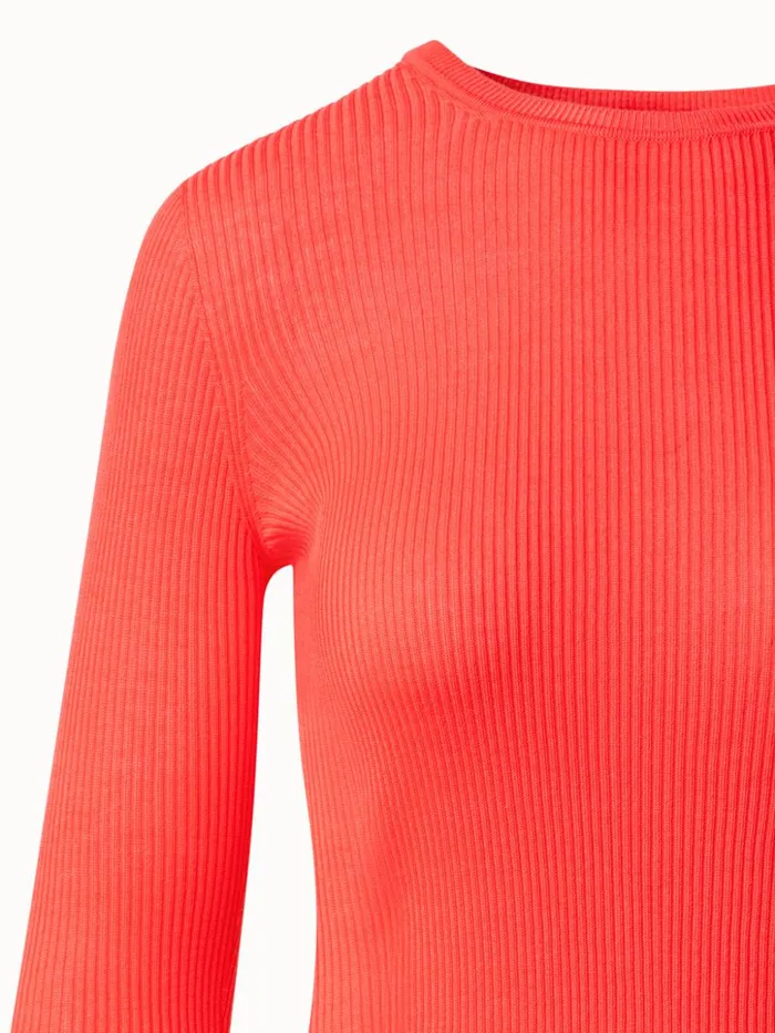Seamless Silk Cotton Rib Knit Sweater Poppy Women Akris Knitwear