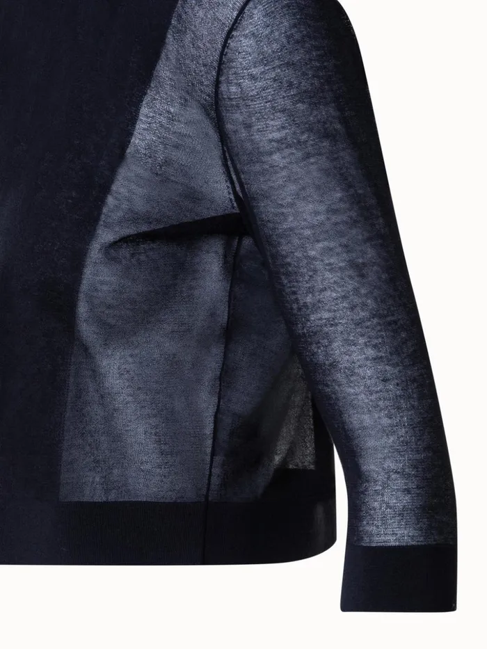 SemiSheer Short Knit Cardigan In Cotton Blend Black Women Akris Knitwear