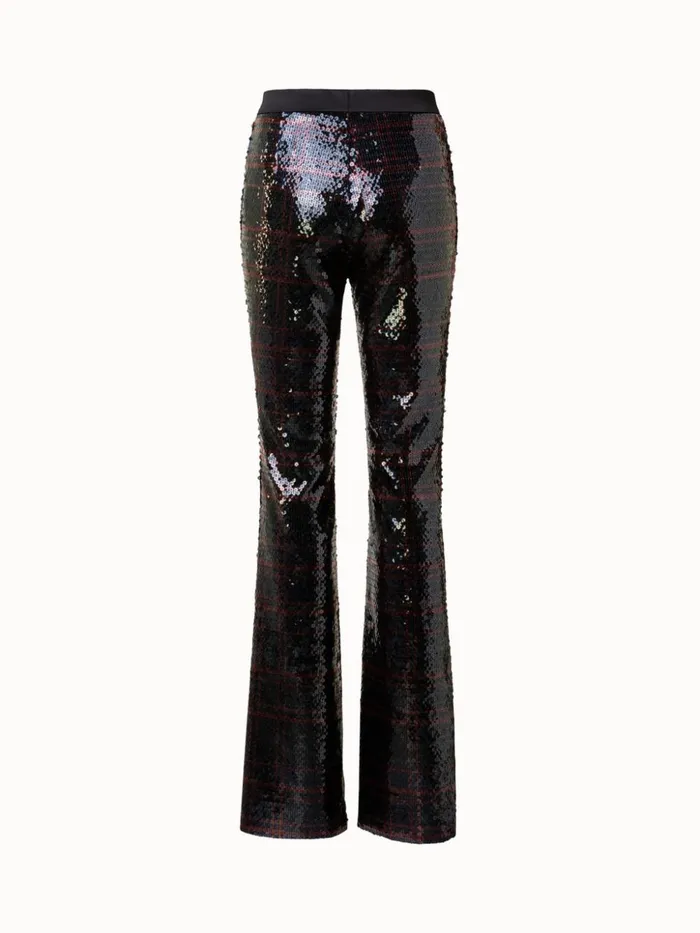 Sequins Bootcut Pants With Check Print Blackruby Red Women Akris Pants
