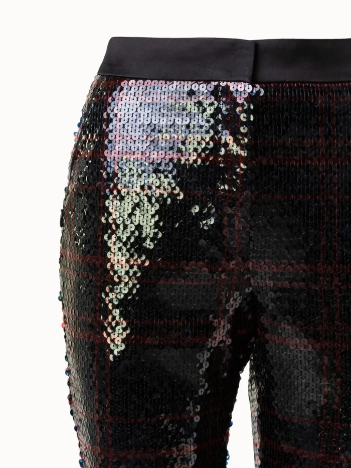 Sequins Bootcut Pants With Check Print Blackruby Red Women Akris Pants