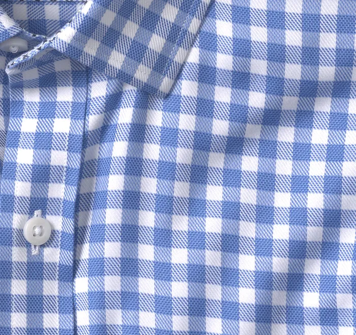 Shirts Men Johnston and Murphy NonIron Dress Shirt Blue Gingham