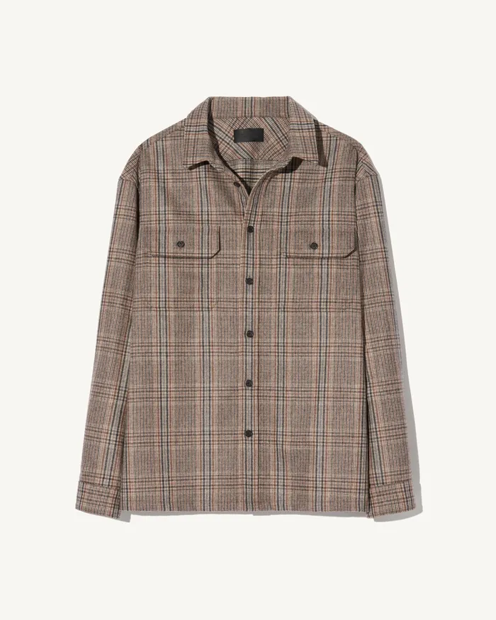 Shirts Men Nili Lotan EVANDER SHIRT Sand Plaid