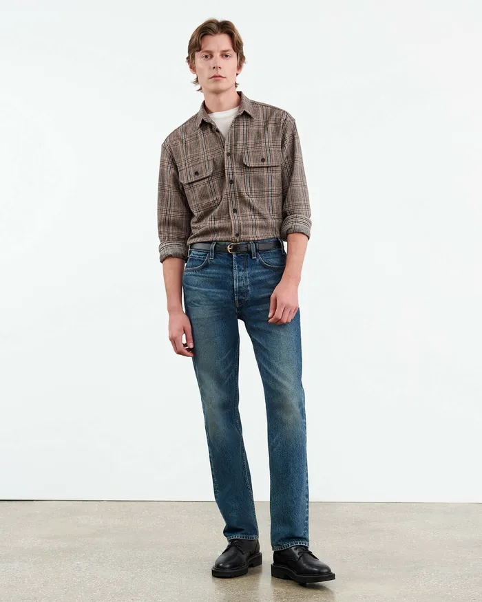 Shirts Men Nili Lotan EVANDER SHIRT Sand Plaid