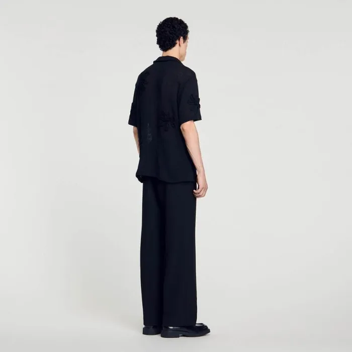Shirts Men SANDRO Floral Knit Shirt Black