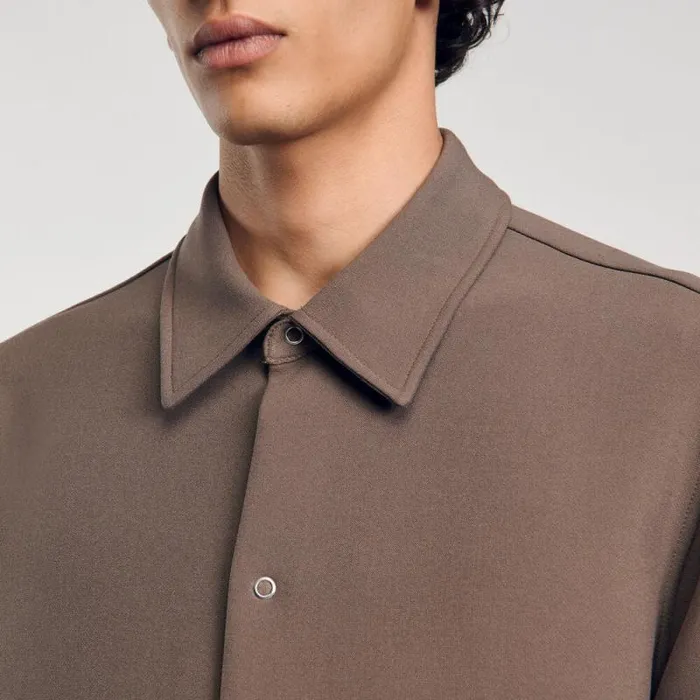 Shirts Men SANDRO Longsleeved Jersey Shirt Taupe