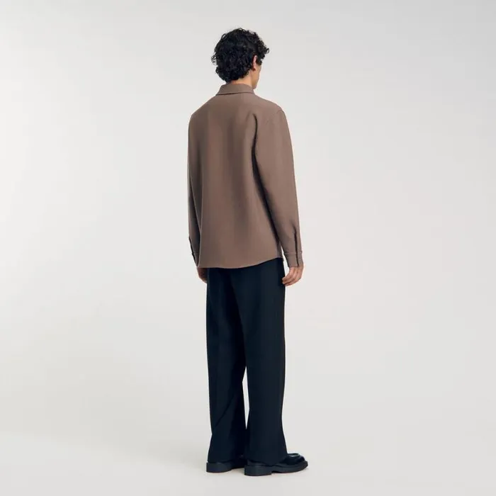 Shirts Men SANDRO Longsleeved Jersey Shirt Taupe