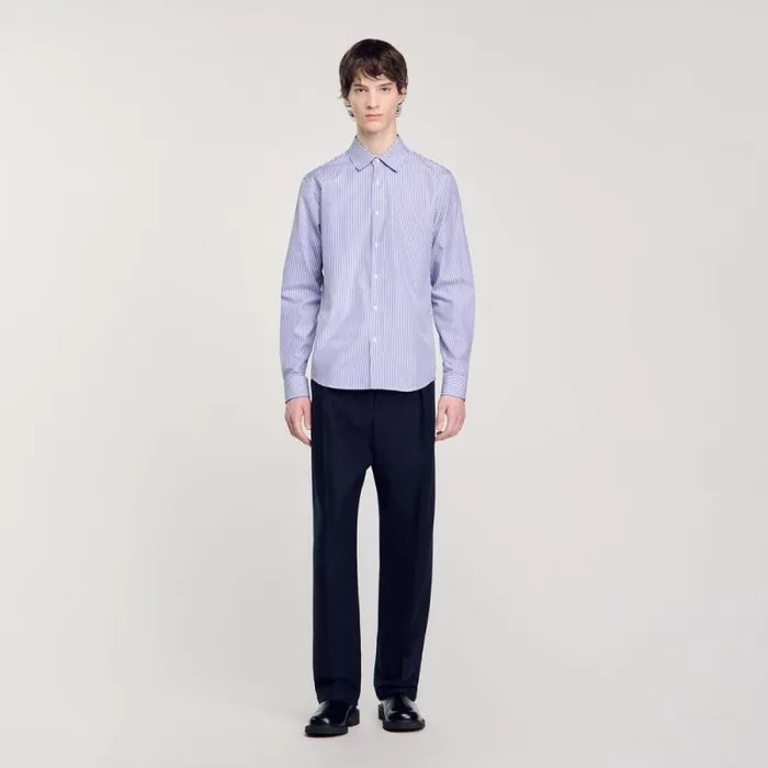 Shirts Men SANDRO Striped Shirt Blue
