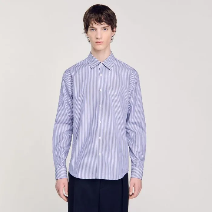 Shirts Men SANDRO Striped Shirt Blue