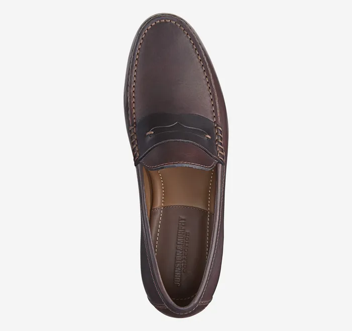 Shoes Johnston and Murphy Men Baldwin Penny Loafer Dark Brown English Full Grain
