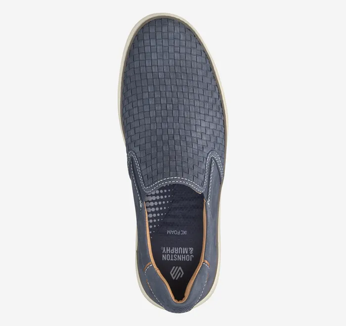 Shoes Men McGuffey 2 Woven SlipOn Navy Woven Tumbled Nubuck Johnston and Murphy