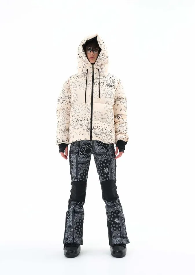 Shop ANDORRA SNOW JACKET IN BANDANA PRINT PEARLED IVORY PE Nation Jackets