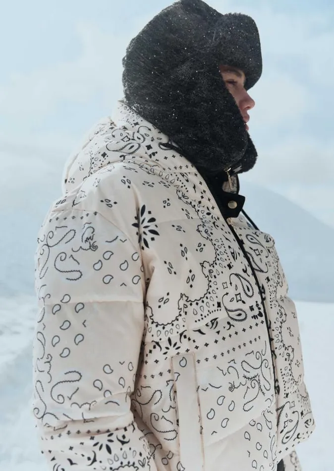 Shop ANDORRA SNOW JACKET IN BANDANA PRINT PEARLED IVORY PE Nation Jackets