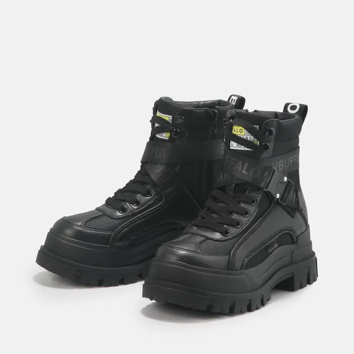 Shop Boots and AnkleBoots BUFFALO Aspha Com1 Laceup Mid Black