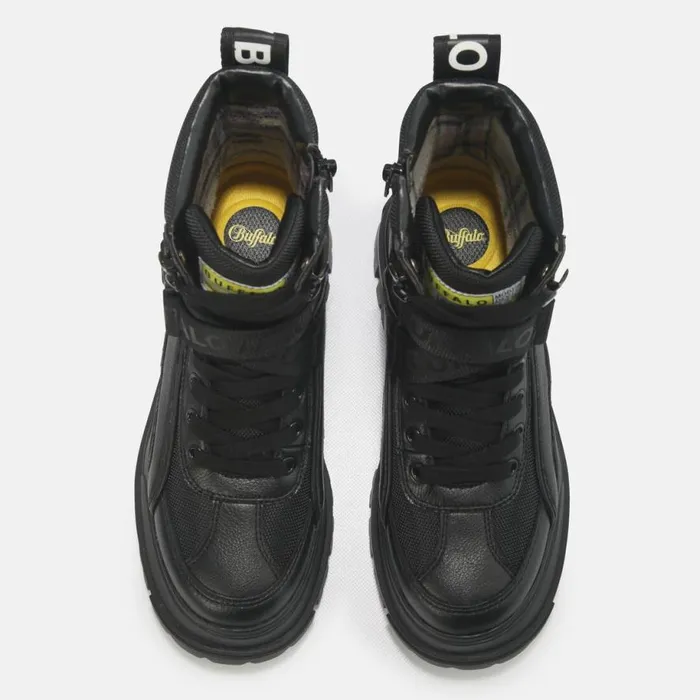 Shop Boots and AnkleBoots BUFFALO Aspha Com1 Laceup Mid Black